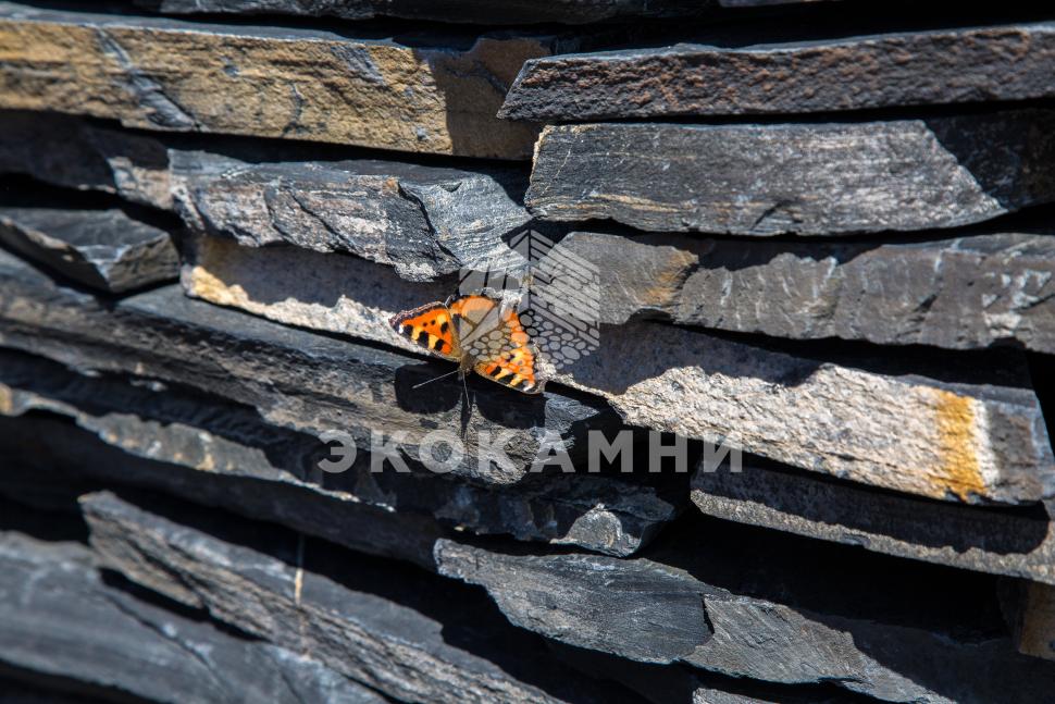 Плитняк сланец «Крыло ворона» чёрный 1,5-3,5 см Изображение №2