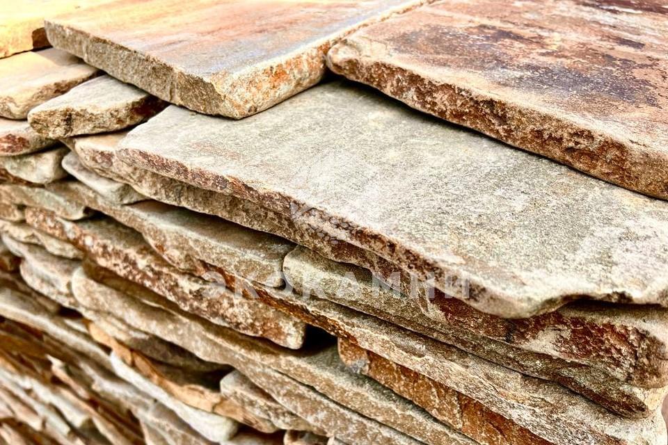 Плитняк песчаник «Золотая осень» галтованный 2-5 см Изображение №3