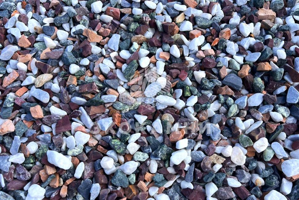 Каменная крошка «Осенний лес» галтованная, микс яшмы, змеевика и мрамора, 10-40 мм Изображение №3