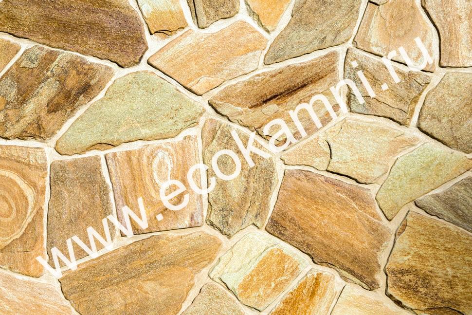 Плитняк златолит «Золото Инков» галтованный 2-3 см Изображение №1