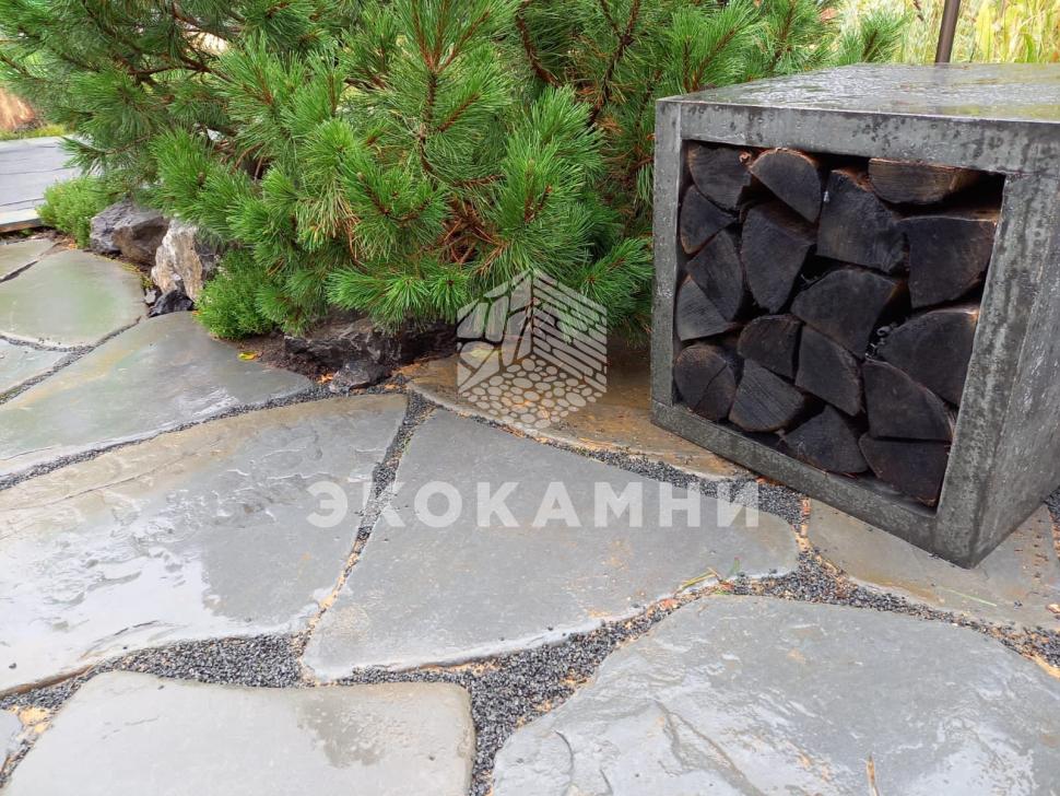 Плитняк песчаник серо-синий галтованный крупноформатный 4-8 см Изображение №3