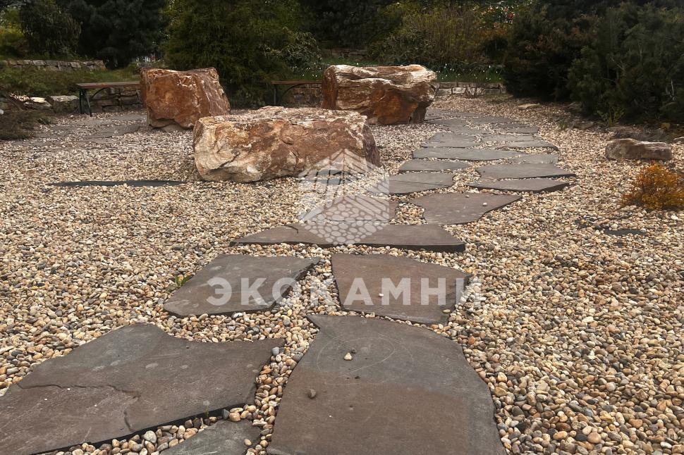 Плитняк песчаник серо-зеленый крупноформатный 4-8 см Изображение №2