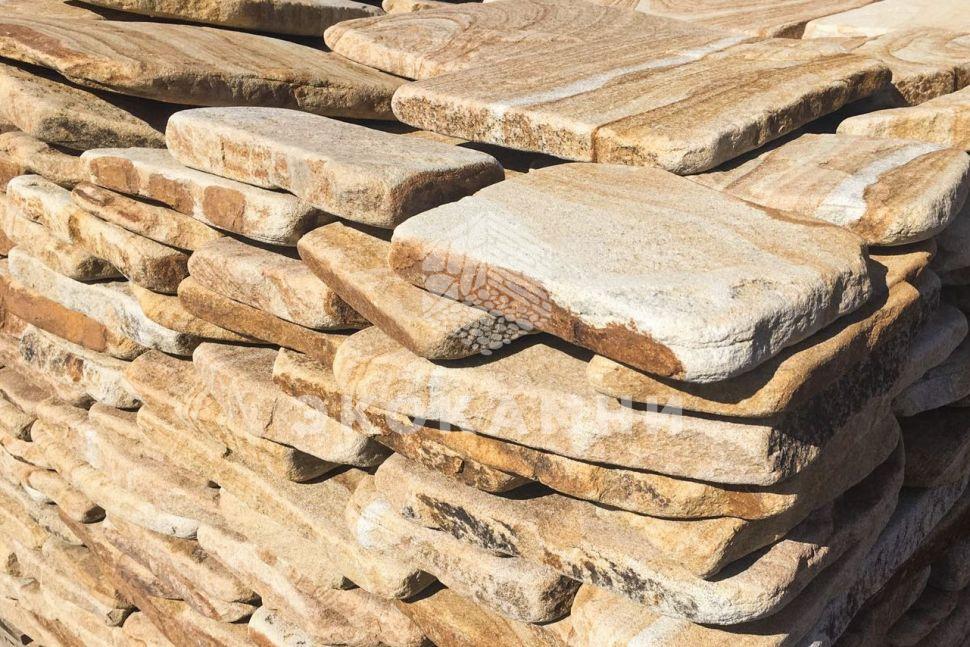 Плитняк песчаник «Солнечный» желтый галтованный 2-6 см Изображение №3