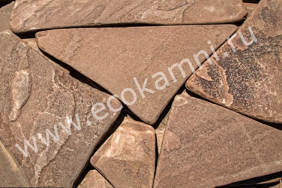 Плитняк песчаник терракотовый галтованный 2-6 см Изображение №4