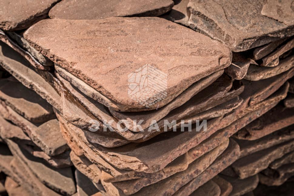 Плитняк песчаник терракотовый галтованный 2-6 см Изображение №2