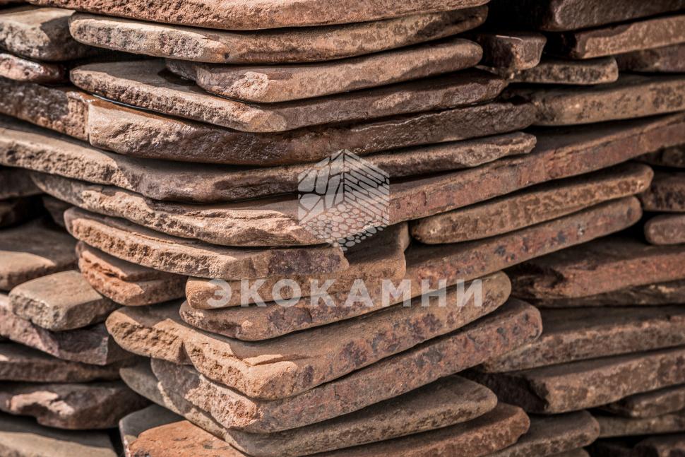 Плитняк песчаник терракотовый галтованный 2-6 см Изображение №3