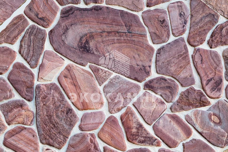 Плитняк песчаник розовый с рисунком галтованный 2-5 см Изображение №1