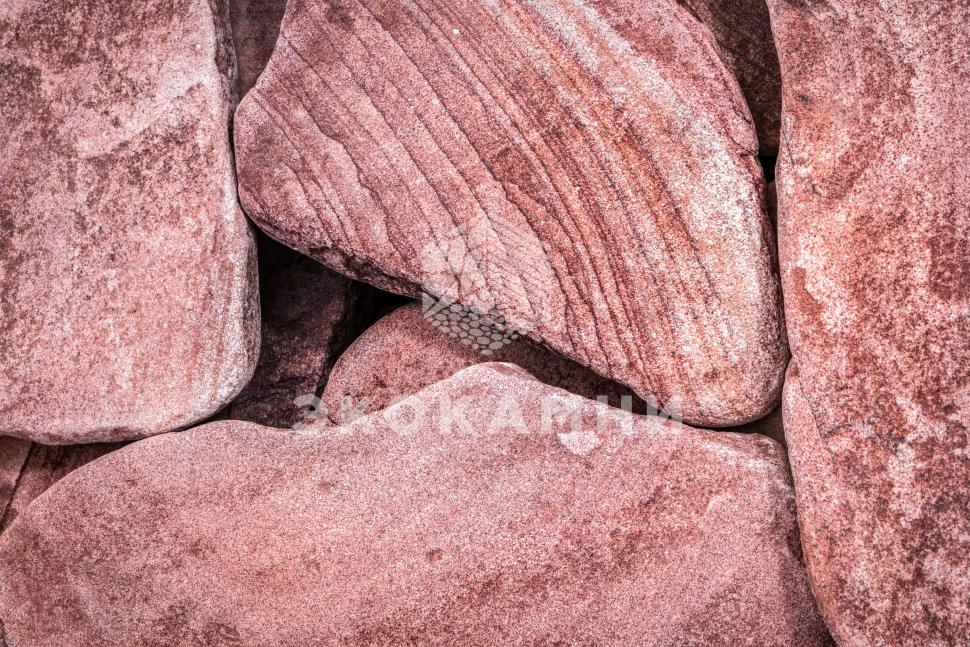 Плитняк песчаник розовый с рисунком галтованный 2-5 см Изображение №3